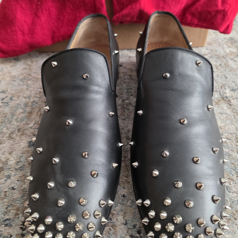 Christian Louboutin Black Studded Loafers